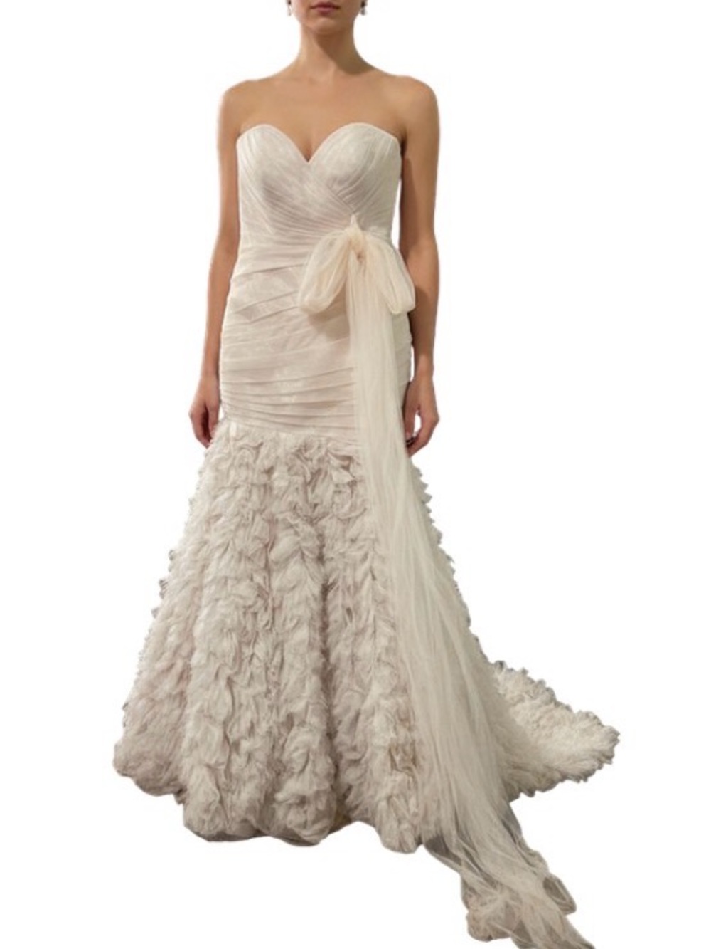 Strapless Ivory Mermaid Wedding Gown with Tulle Bow